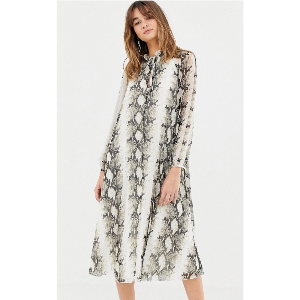 ASOS white midi snake print dress